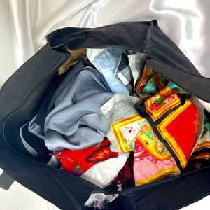 Large tote bag full of fabric scraps